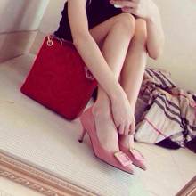 2015 new spring buckle in Korean patent leather shoes with pointed shoes with flat shoes Asakuchi