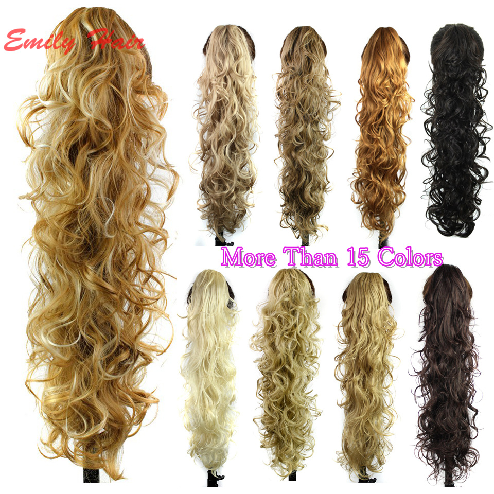 Image of 31" 210g Claw Hair Tail Ponytail Extension Wavy Curly Style Tress Curly Synthetic Hairpieces for Christmas Party