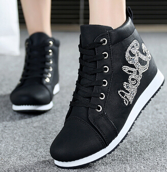 2015 High Top European fashion Women Height-increasing Floral Printed Women Shoes Wedge For Women White boots free shipping