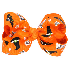 1 pieces New Arrive Halloween Style Baby Bow Knot Hair Clip Pumpkin Head Hair Band Baby Headband Elasticity Accessories W163