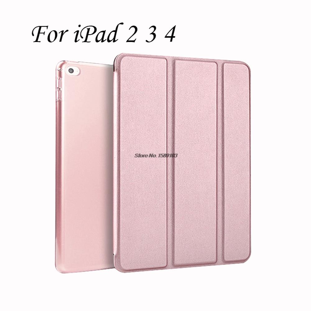 Luxury Ultrathin Case For iPad 2 3 4 With Transparent Back cover For iPad3 Smart Automatic