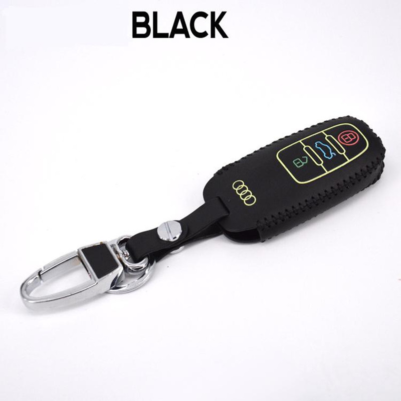 Car key bag dedicated to leather luminous key sets of new car for Audi Black