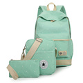 3Pcs Dot Design Composite Bags Durable Canvas School Bag For Teenagers Portable Book Bag for Students
