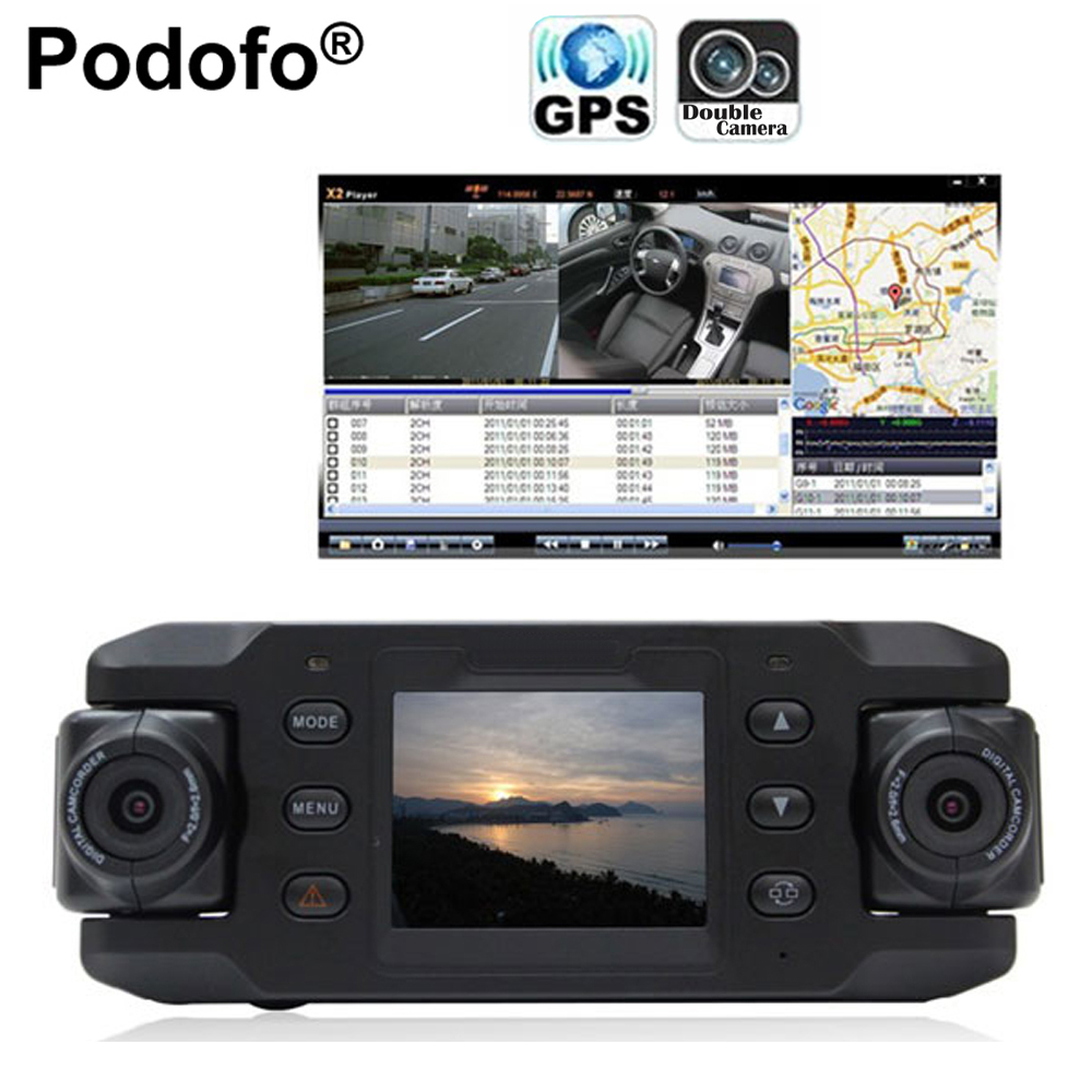 Dual Lens Car Camera Two Lens Vehicle DVR Dash Cam Loop Recorder GPS Tracker Tracking G-sensor CA365 X8000 Twins Cam Black Box