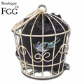 Golden Metal Bird Cage Fashion Women Evening Totes Bags Handbags Famous Brand Party Banquet Prom Clutch