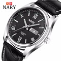 Nary Watches Men Business Fashion Leather Wristwatch Waterproof Watches Quartz Watch Personality Casual Relogio W0830
