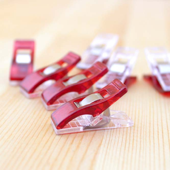 50PCS Red PVC Plastic Clips For Patchwork Sewing DIY Crafts, Quilt