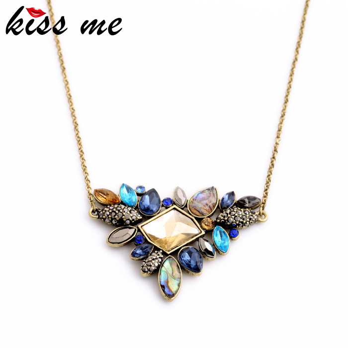 Image of Exquisite Rhinestone Pendant Necklace 2015 Wholesale Newest Fashion Thin Chain Collar Necklace Jewelry