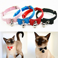 Cute Bow Decor Ajustable Pet Collar with Bell Dog Puppy Pet Cat Necklace Elegant Kitten Velvet
