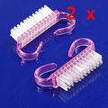 2Pcs Nail Art Plastic Cleaning Brush Finger Nail Care Dust Clean Handle Scrubbing Brush Tool File