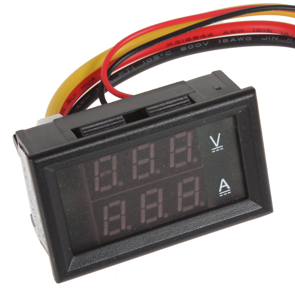 YB27VA DC 0-100V/10A Red LED Dual Display Ammeter Voltmeter Volt Amp Meter for Cars / Motorcycles