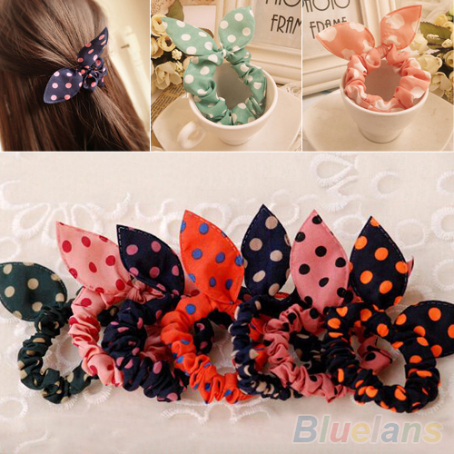 10Pcs Rabbit Ear Hair Tie Bands Accessories Japan Korean Style Ponytail Holder 2MWR