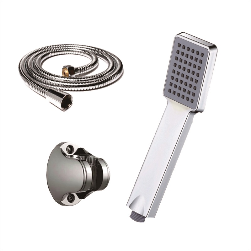 Hand Hold Bath Shower Heads Holder Hose Shower Set Square Stainless Steel