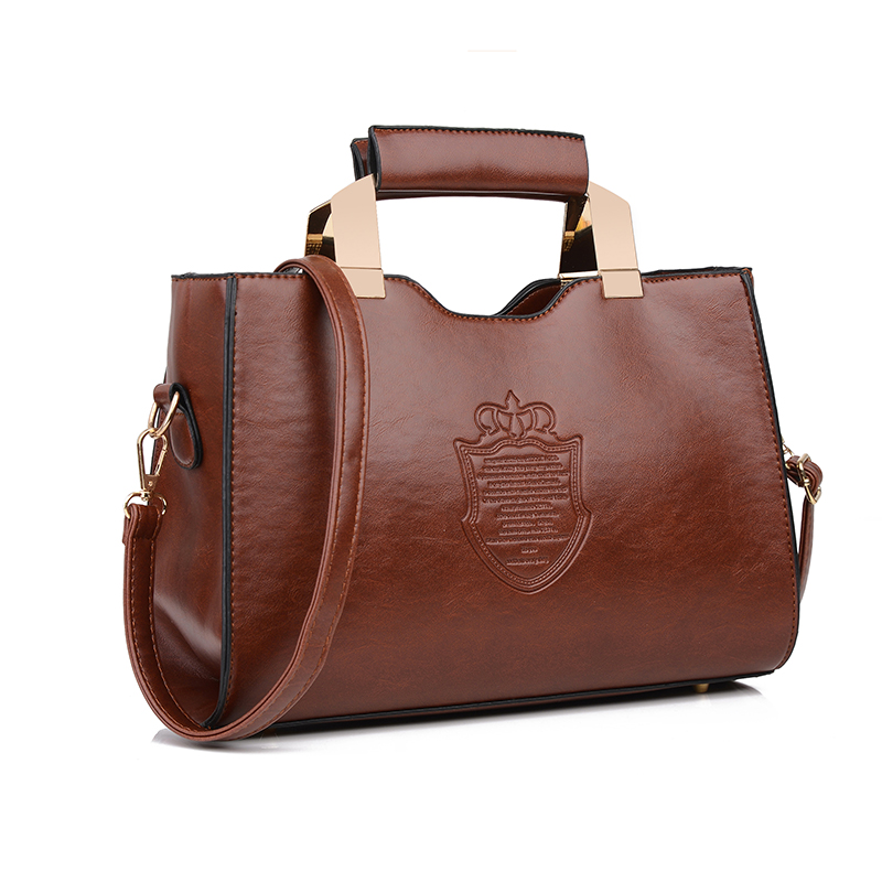 2016 Woman Shoulder Handbags Spring Iron Crown Shield High Quality Woman PU Leather Clutch Handbag M