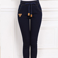 Plus Size 2016 Fashion Women Pencil Pants High Elasticity Leisure High Quality Feet Pants Navy Blue