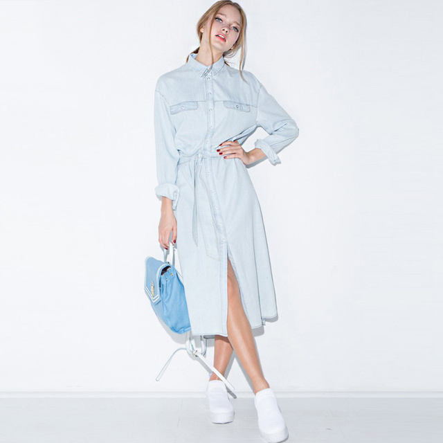 Свободные Vestidos Feminino Лето Сарафан Женщины Джинсы Платье Макси Плюс Размер Женщин Длинное Платье Женщины Длиной До Пола Платье