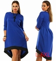 5XL 6XL Large Size 2016 Autumn Winter Dress Big Size Casual Red Black Dress Asymmetrical Dress