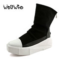 New Owen Men 8cm Height Increasing Platform Boots Back Zip Leather Shoes Male Mixed Colors Y3
