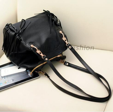 New Autumn Winter Fashion Tassels Black Women s Shoulder bag PU Leather Woman Bags 2015 Bag