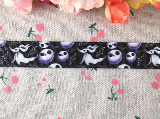 New arrival 7/8" (22mm) skull printed grosgrain ribbons halloween ribbon hair accessories 10 yards WQ14091411