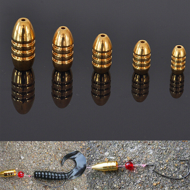 Image of Fishing Hook Line Sinkers Bullet Shape Pendant Copper Kit Tackle Sinkers Fishing Lead Weight 5 Pcs 1.8/3.5/5/7/10g