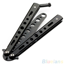 Caliente negro Metal práctica mariposa Trainer Dull Knife Tool 2DVW