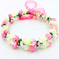 2016 New Cute Girls Rose Hair Accessories Bohemian Flower Headband Hair Wreath Princess Women Wedding Party