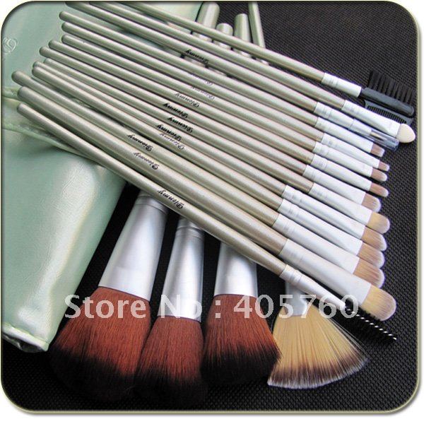 18PCS Professional green cosmetics makeup brushes make up brush set with case makeup tool kits free
