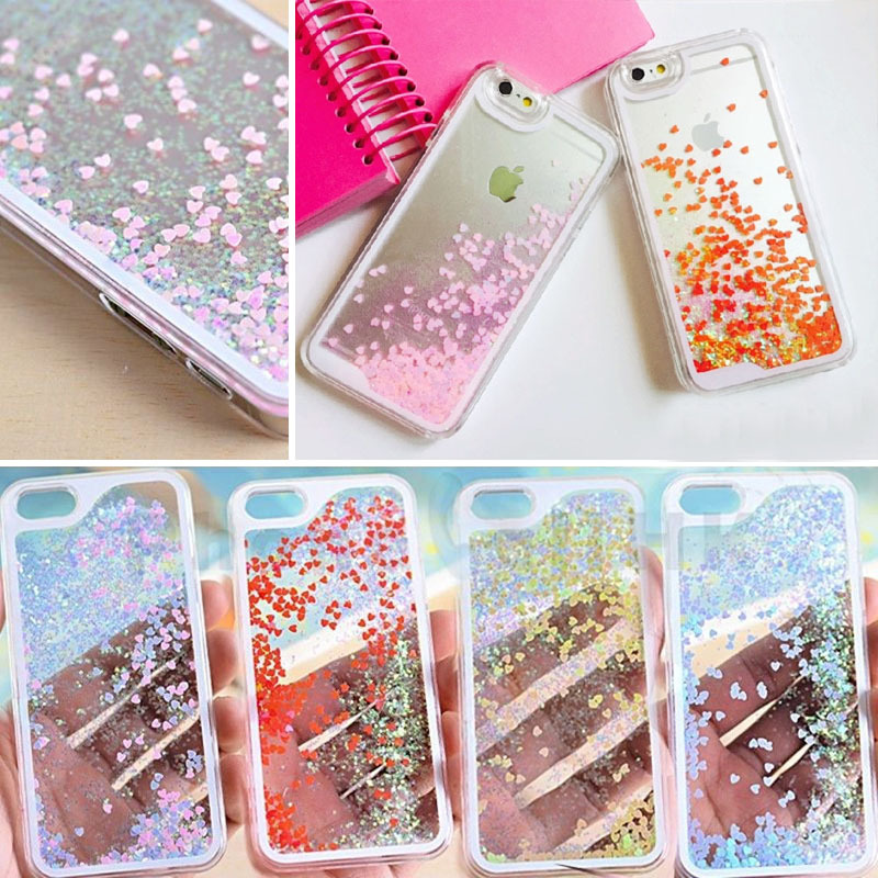 10pcs/Lot Bling Glitter Heart Liquid Sparkle Glitter Clear