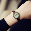 2017 Fashion Classic Vintage Magic Rome Dial Brass Alloy Thin Leather Strap Quartz Wristwatch Watch for