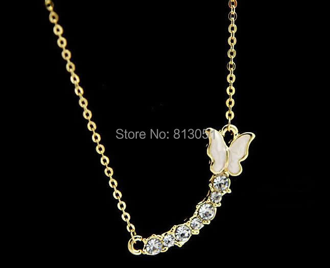 Free shipping!!!Zinc Alloy Jewelry Necklace,2014, with iron chain, Butterfly, gold color plated