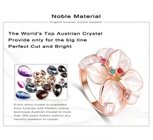 LZESHINE Christmas Big Sale Jewelry Ring 18K Rose Gold Plt Austrian Crystal White Enamel Flower Ring