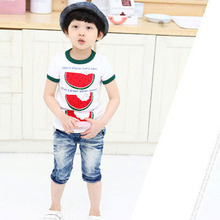 Summer Kids Tops Toddler Boy Watermelon Print Tops Shirt Cozy T-Shirt Child Boys Short Sleeve