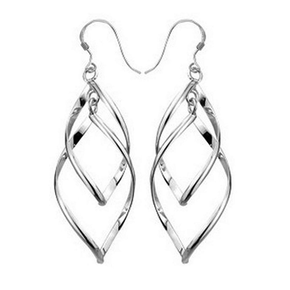 Image of Hot Sale Elegant Silver Plated Twist Drop Long Earring Dangle Earrings Wedding Party Ear Accessories