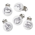 5pcs lot Pacifier Clips Wooden Round White For Baby Holder Cute Infant Soother Clasps Funny Accessories