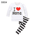 Girls Boys long sleeve cotton Clothing Set i love mama letter hoody Pants two pieces autumn