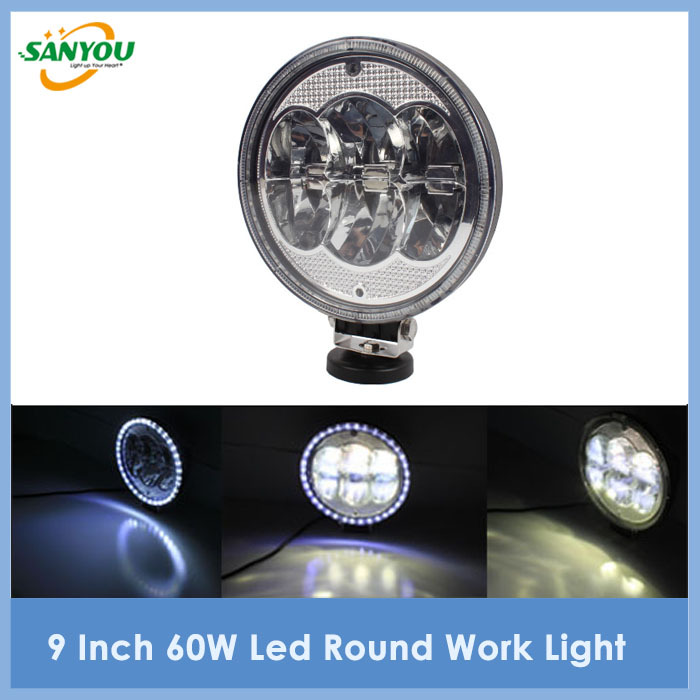 2015 New Arrival 1Pc 4000LM 9Inch 60W LED Work Light 60W for Car Truck Tractor SUV ATV Lamp CREE Round LED Driving Light
