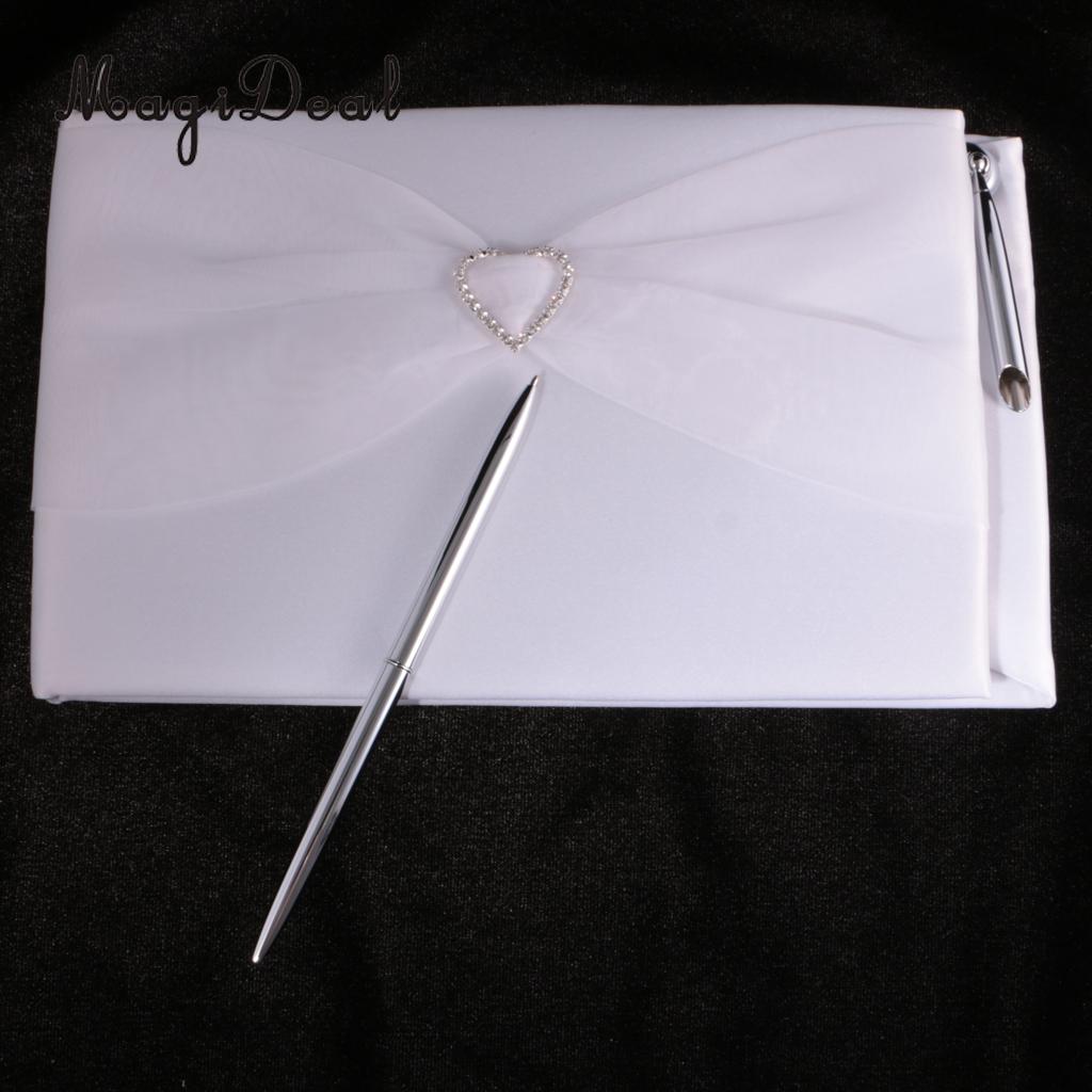 Elegant Wedding Guest Book Pen Set with Tulle Crystal Decor Party Supplies 