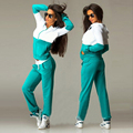 Sudaderas Mujer 2016 Autumn Winter Women Sportwear Suit Tracksuit Patchwork Two Piece Sets Cotton Sportwear