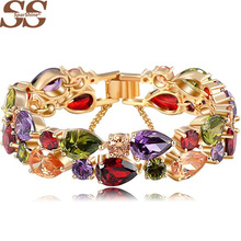 SparShine Bracelets & Bangles 2015 New Design Colorful AAA Zircon Bracelet 18K Rose Gold Plate Women Bracelet Fashion Jewelry