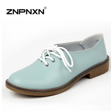 Genuine Leather Shoes Women Oxford Shoes For Women Shoes Fashion Flats Women Moccasins Platform Ladies Chaussure Femmer