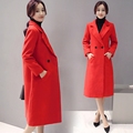2016 Winter Women Woolen Coat Single breasted Slim Lapel Pocket Multicolor Plus Size Long Sleeve Ladies