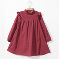2016 Autumn Girls long sleeved long shirts Mandrin collar fold chest bud shirt