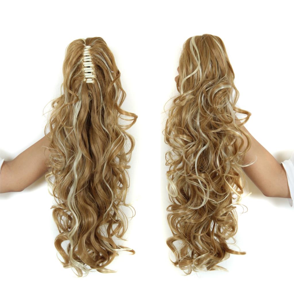 Image of 20" Long Claw Clip Drawstring Ponytail Fake Hair Extensions False Hair Pony Tails Horse Tress Curly Synthetic Hairpieces Pieces