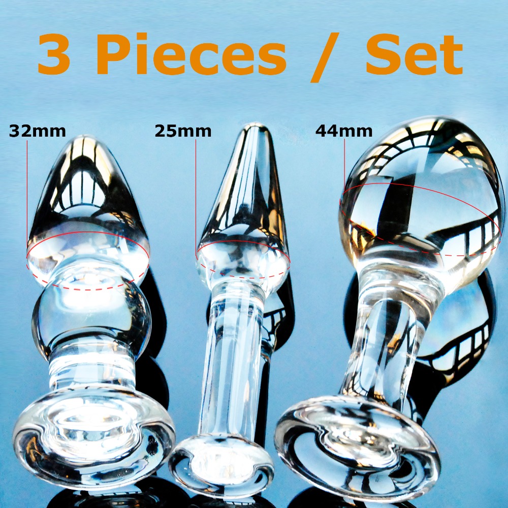 Hot 3 pcs Pyrex Glass Anal Butt Plugs Sex toys Adult masturbation products Novelty gift for women men gay couples girlfriend