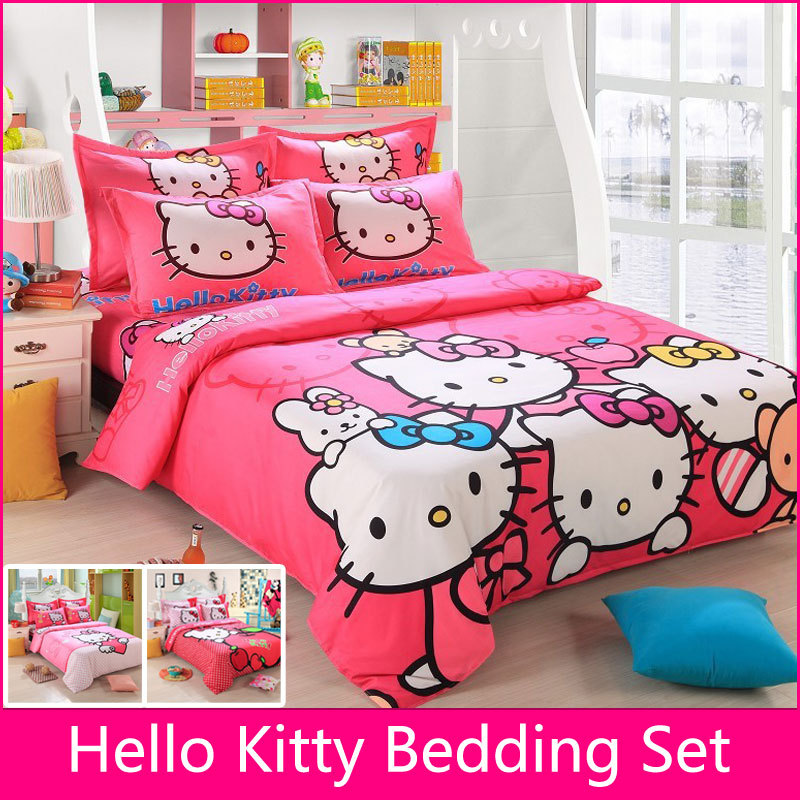 Hello Kitty Bedding Set Children Cotton Bed sheets Hello Kitty ...