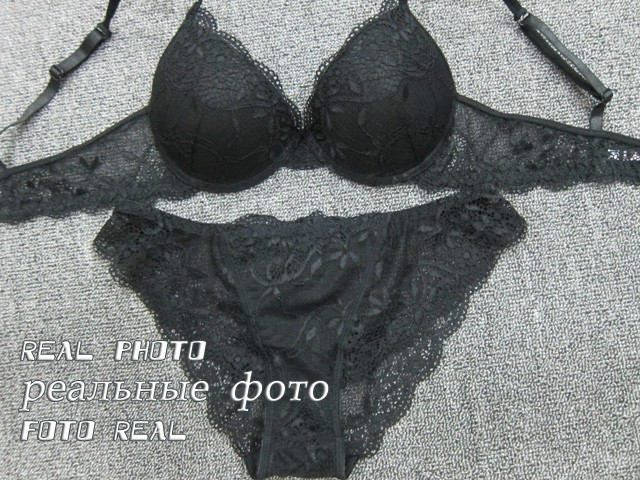 Hot sale the push up bra transparent lace bra & panties sets thin cup deep-V women sexy underwear bra set