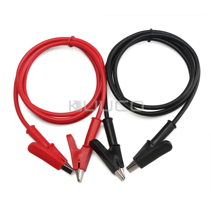 Alligator Clip Electrical Crocodile Clamp Insulated Test Lead Cable Wire 1M 