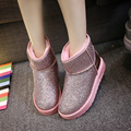 Autumn Winter New Warm Glitter Snow Boots Women Ankle Boots Winter Flats Casual Anti Skid Short