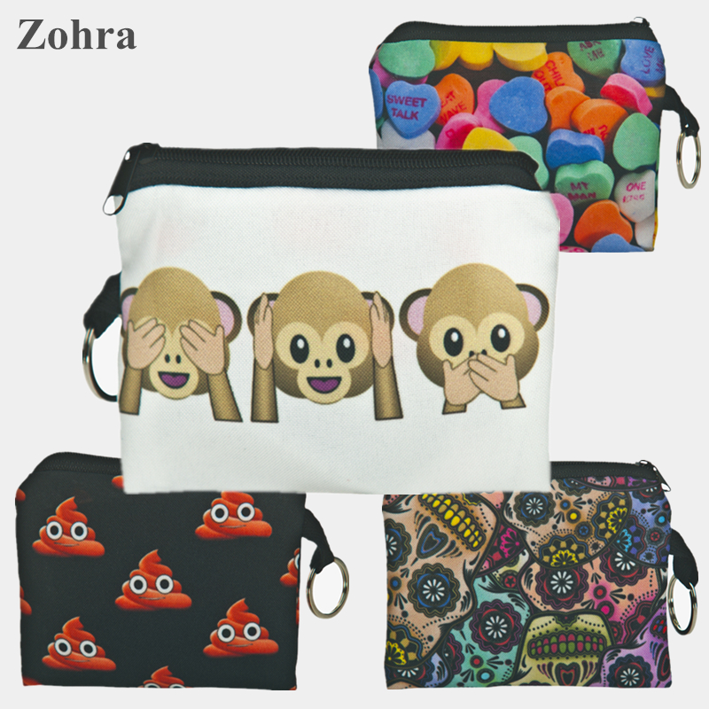 Image of Zohra Emoji 3D printing girl women Bag wallets man Coin purse Wallet card holder monederos carteira masculina portefeuille femme